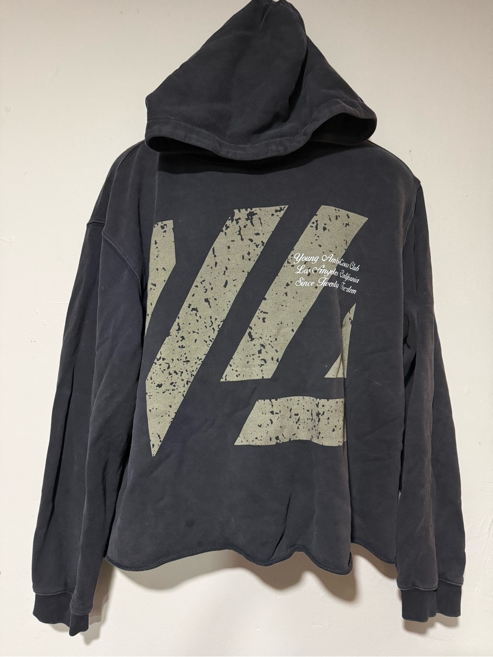 Men's YoungLA Hooded Sweater in Faded Black with Graphic Print